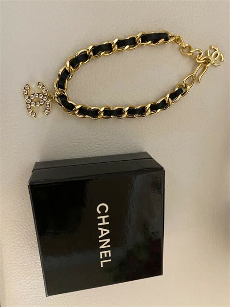 chanel gold leather bracelet|14k real gold Chanel bracelet.